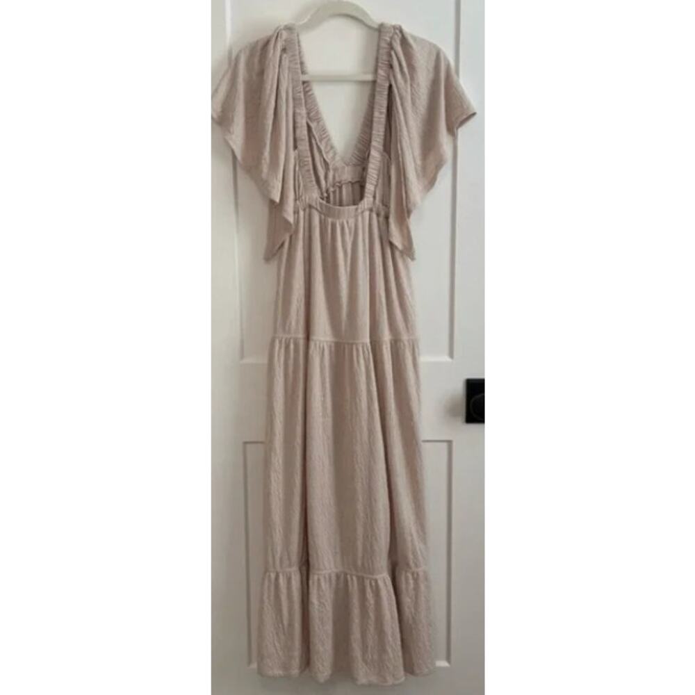 NEW! FP BEACH 'La La' Tiered Flutter Sleeve Maxi Dressin SALT (S) - Picture 5 of 5